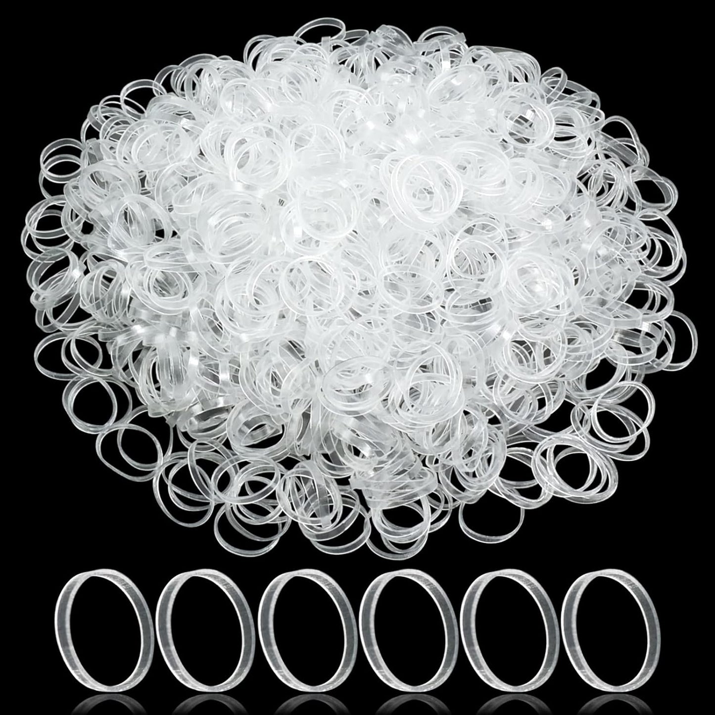 1000x Clear Elastic Ponytail holders, Ties, Small