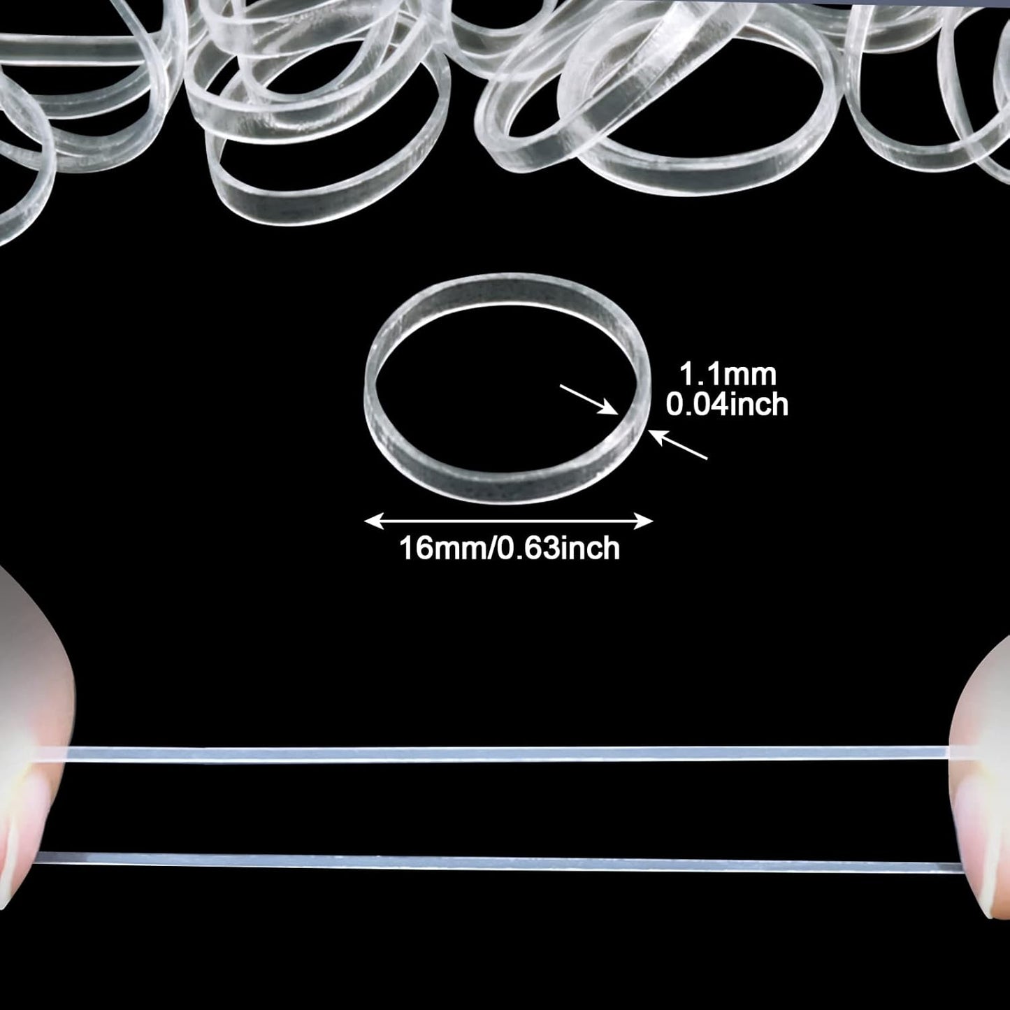 1000x Clear Elastic Ponytail holders, Ties, Small
