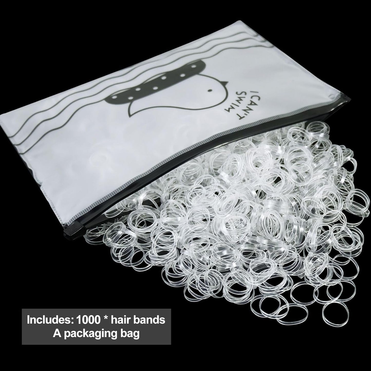 1000x Clear Elastic Ponytail holders, Ties, Small