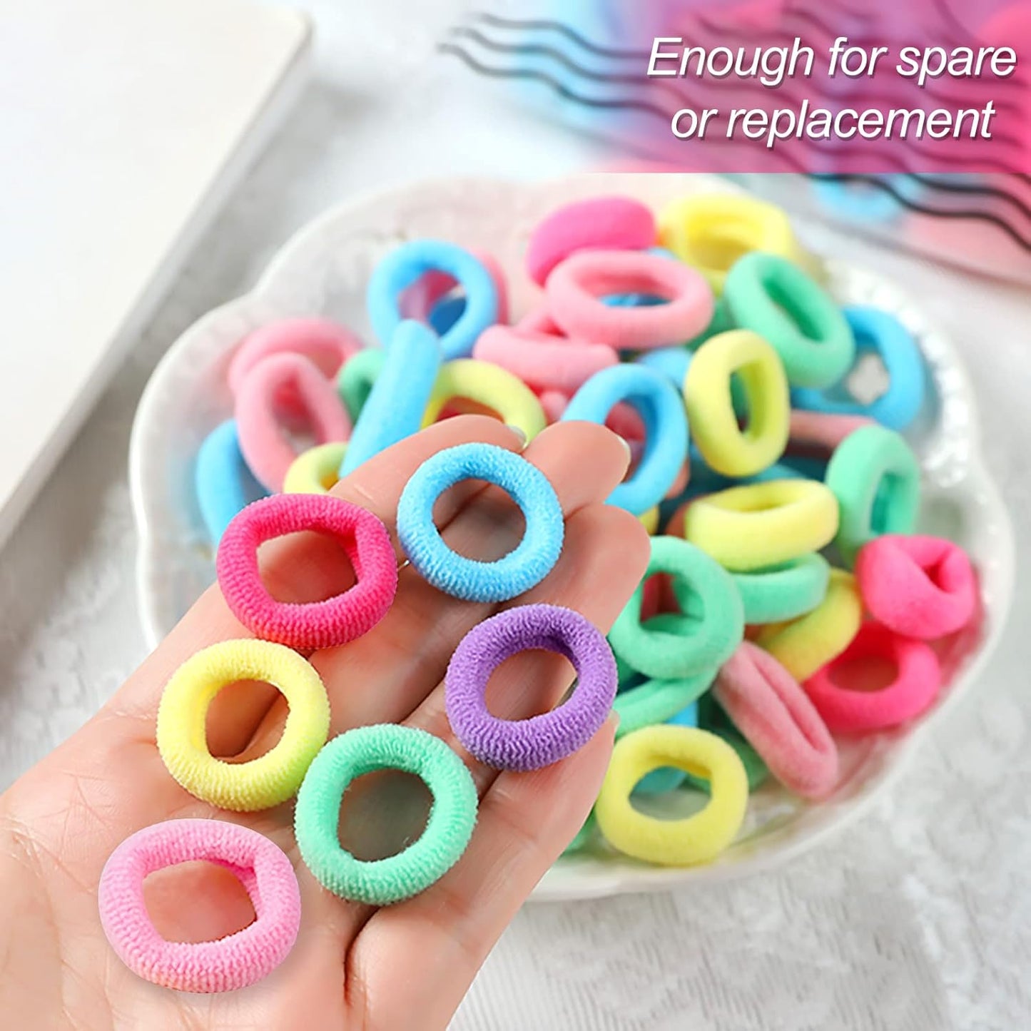 Colored 100 Pcs Girls Hair Bands, Tiny Ponytail Holders for Baby Girls