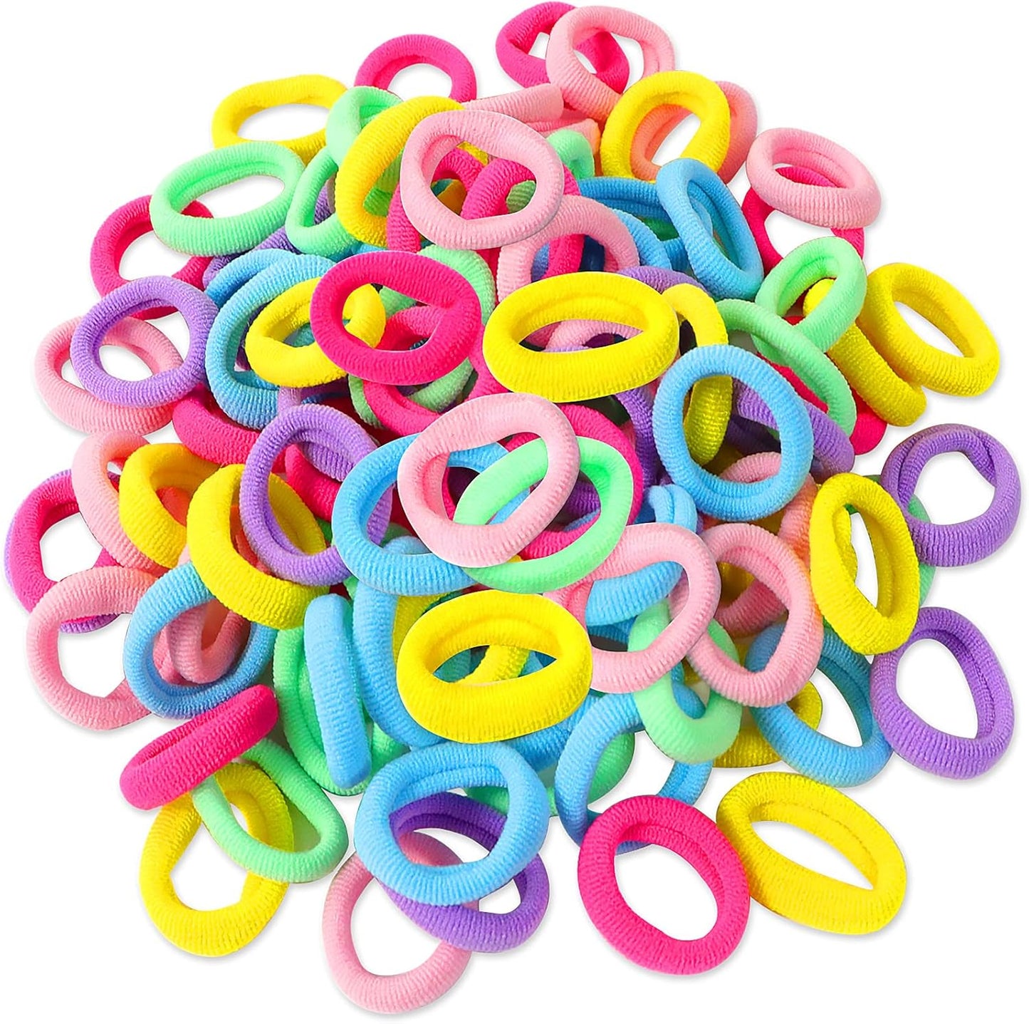 Colored 100 Pcs Girls Hair Bands, Tiny Ponytail Holders for Baby Girls