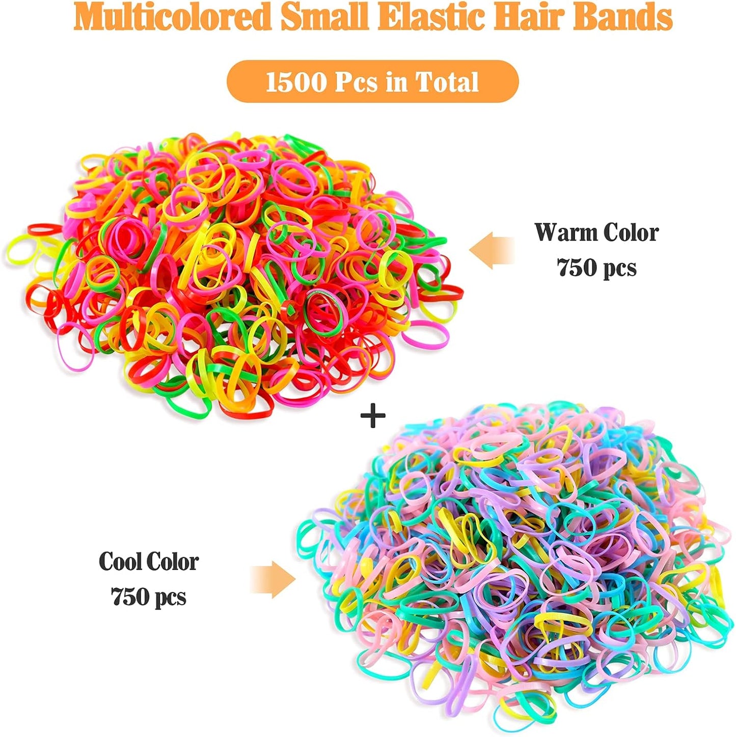 1500 Multicolored Small Elastics for Kids and Girls Braids n Ponytails