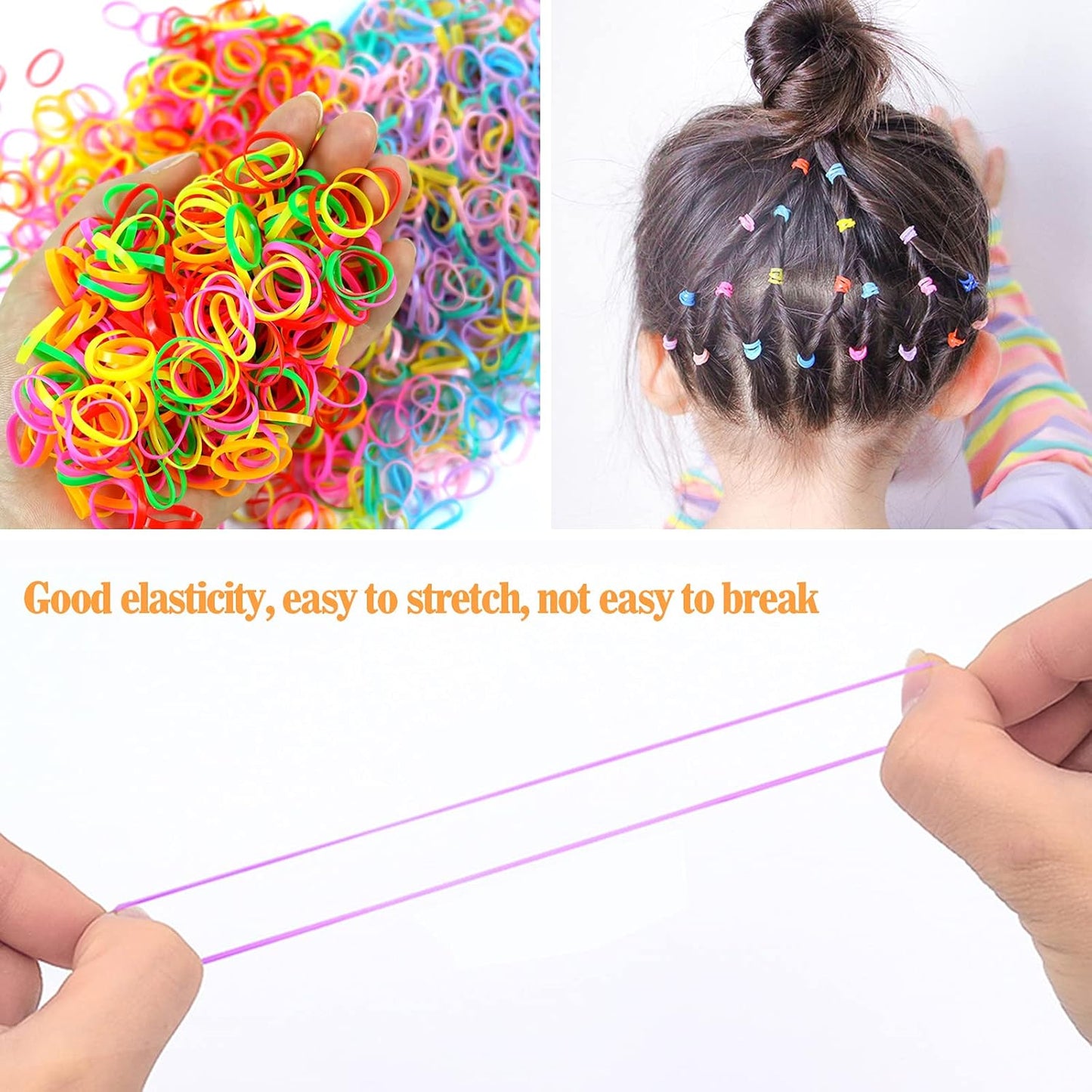 1500 Multicolored Small Elastics for Kids and Girls Braids n Ponytails