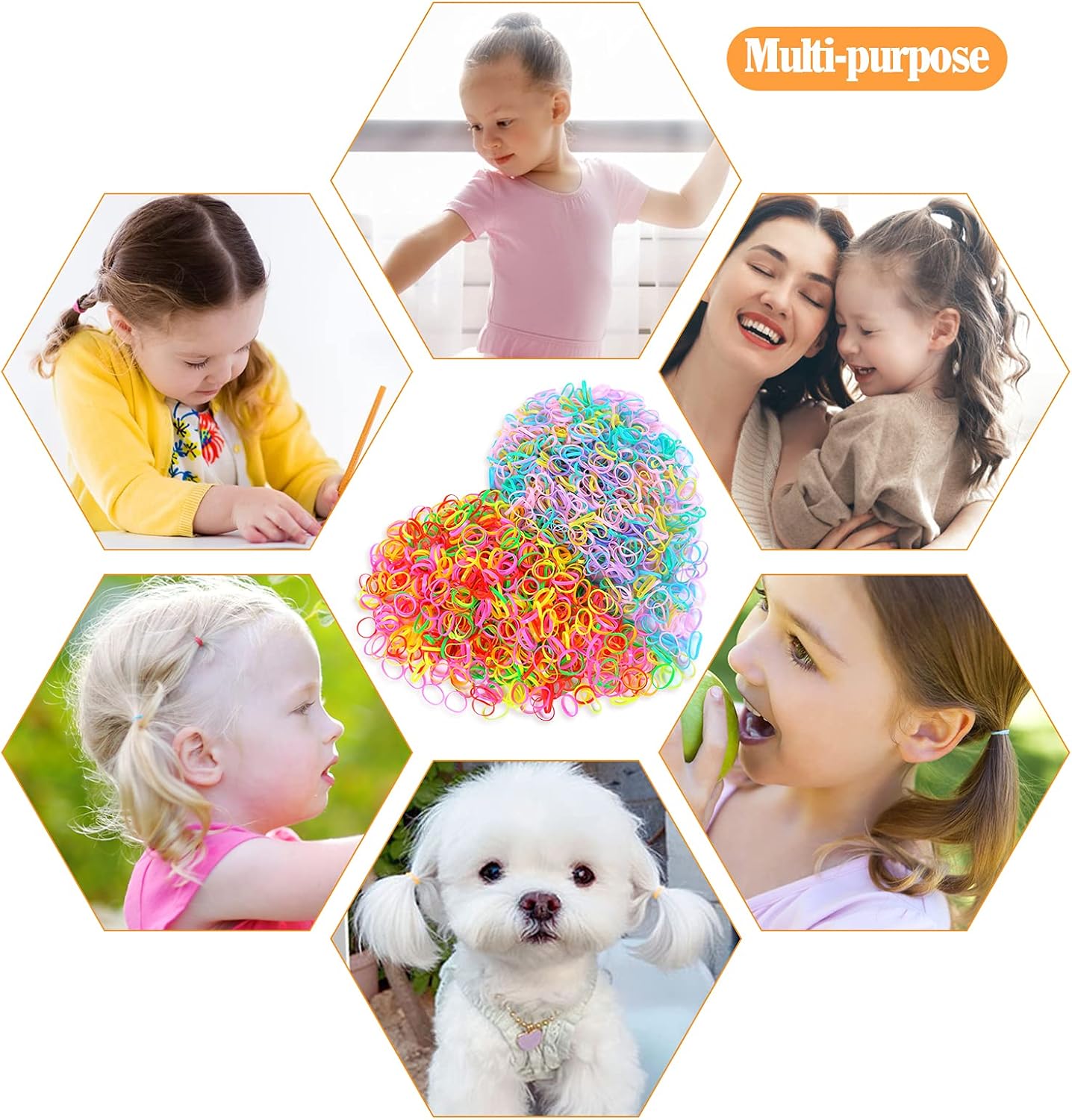 1500 Multicolored Small Elastics for Kids and Girls Braids n Ponytails