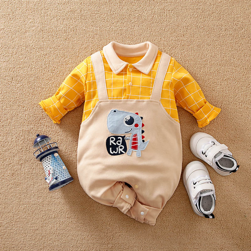 Cute Rawr Dinosaur Blue or Yellow Romper