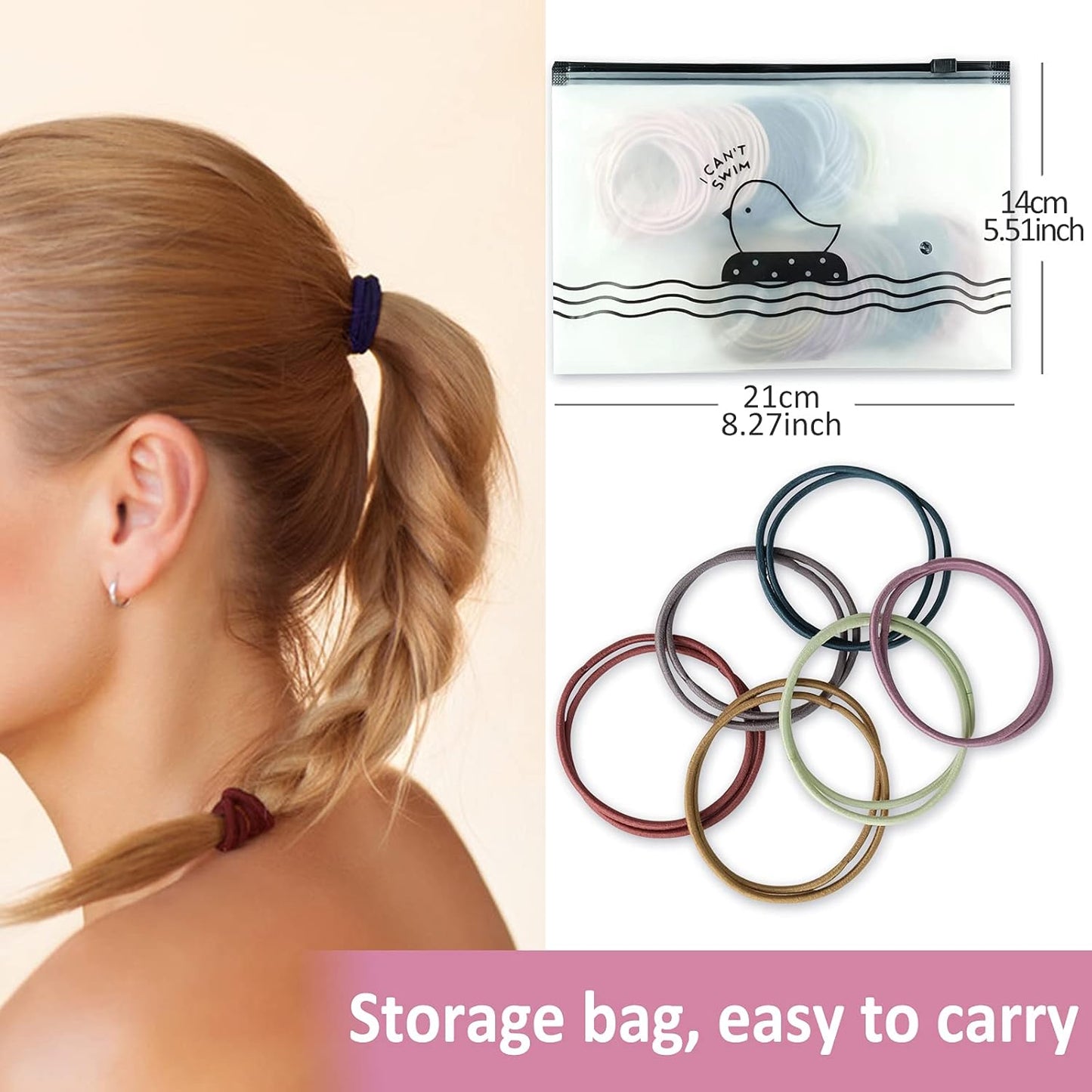 200 PCS Elastic Hair Bands - Multicolor - 2mm Thin