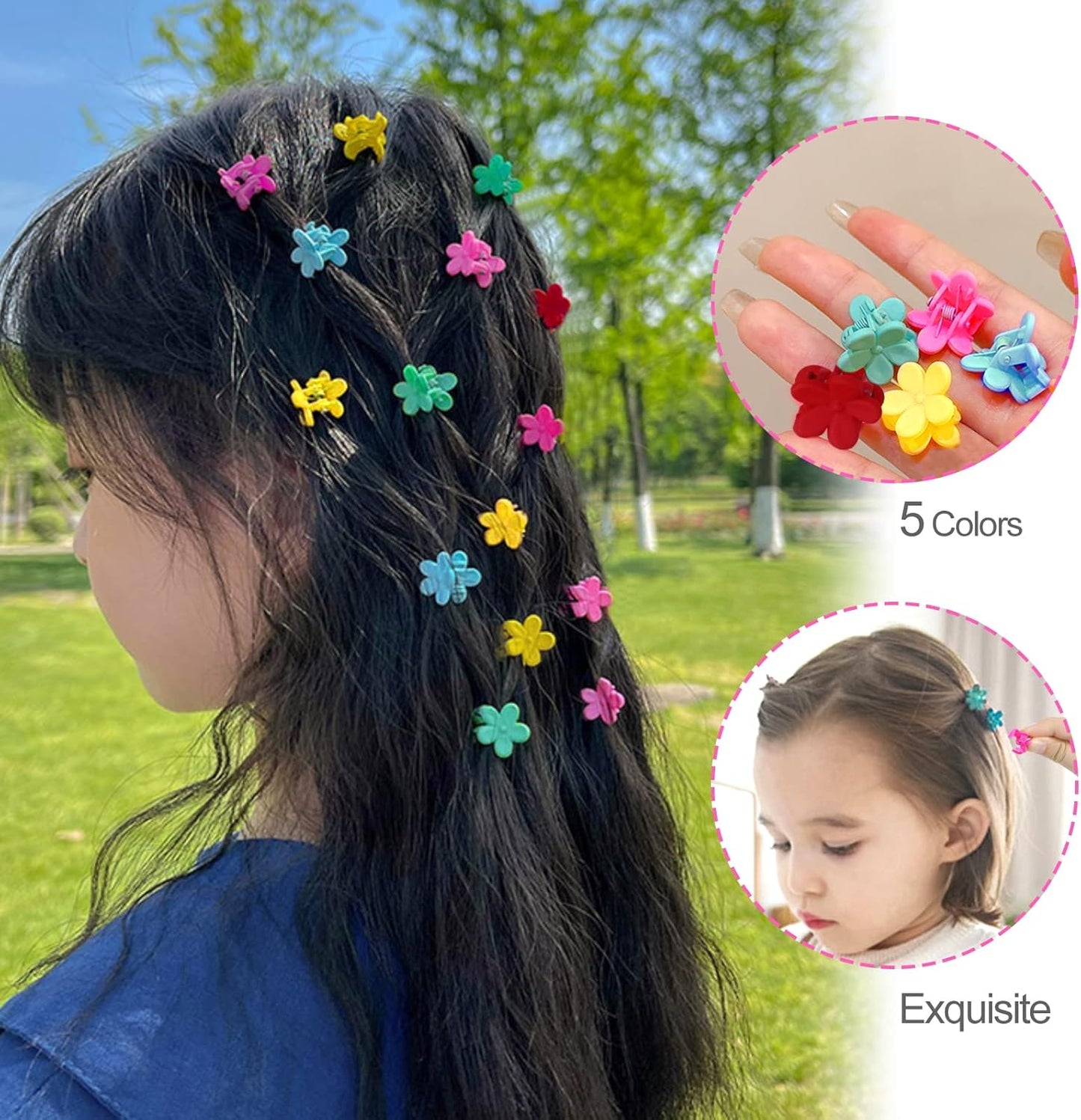 200 Hair Ties, Multicolor Elastic Hair Bands n Ponytail Holders with 15Pcs.
