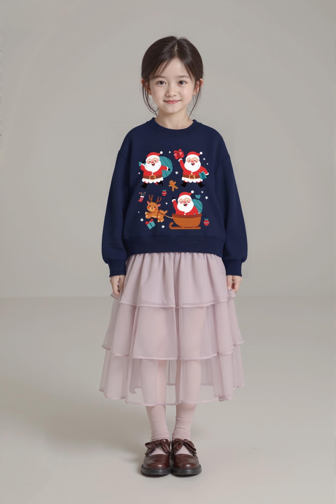 Christmas Boys Girls Jumpers Santa Claus Reindeer Snowman Snowflake