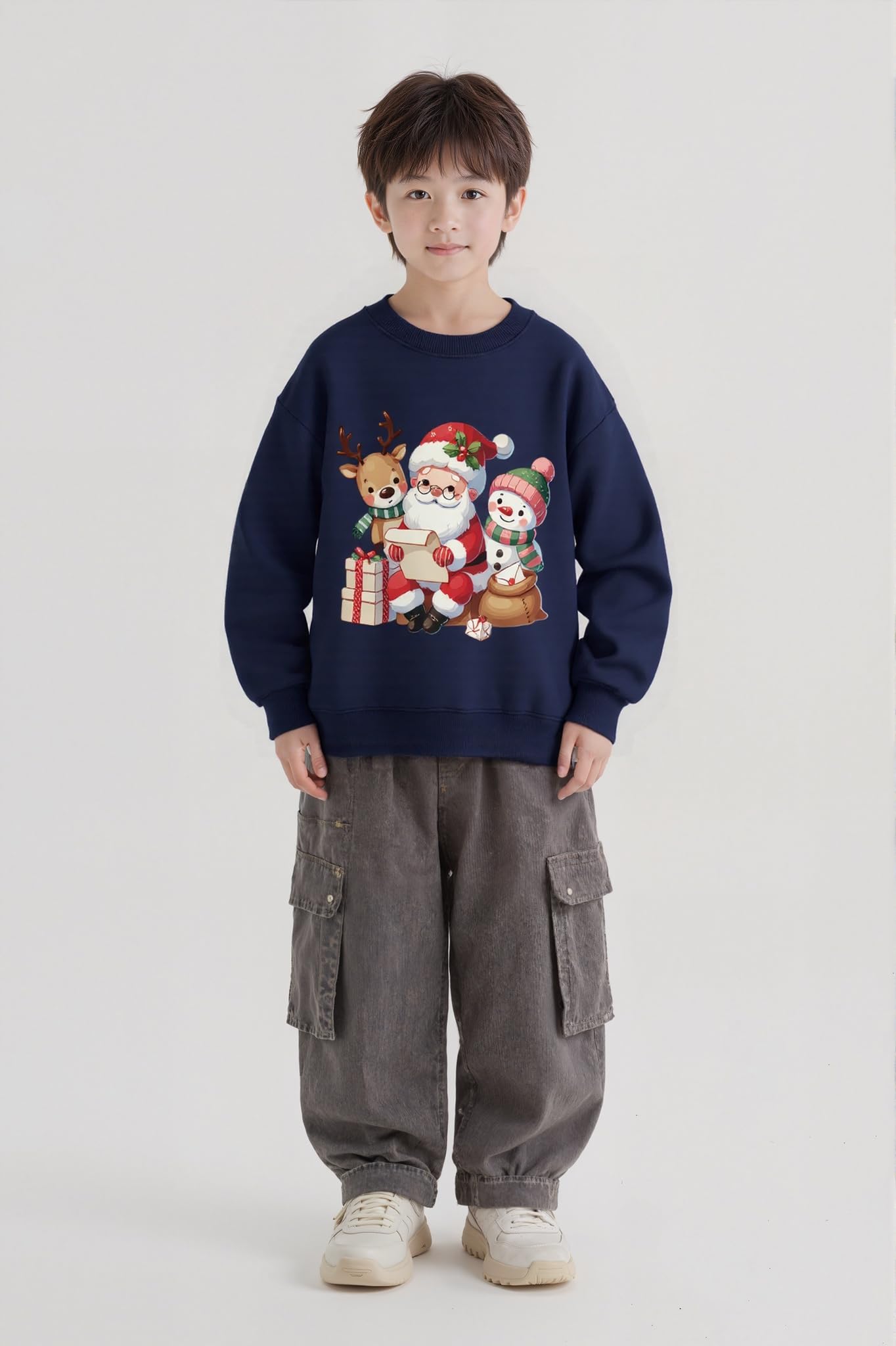 Christmas Boys Girls Jumpers Santa Claus Reindeer Snowman Snowflake