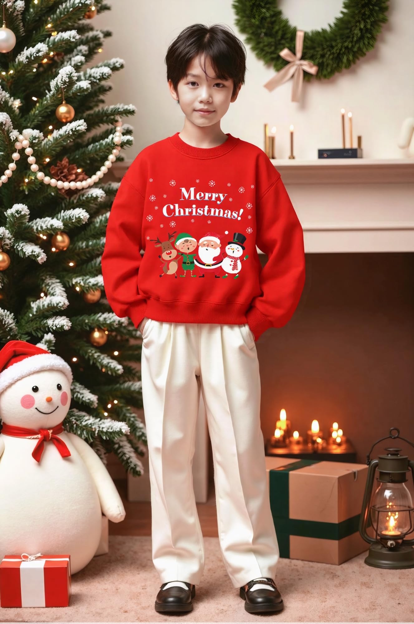 Christmas Boys Girls Jumpers Santa Claus Reindeer Snowman Snowflake