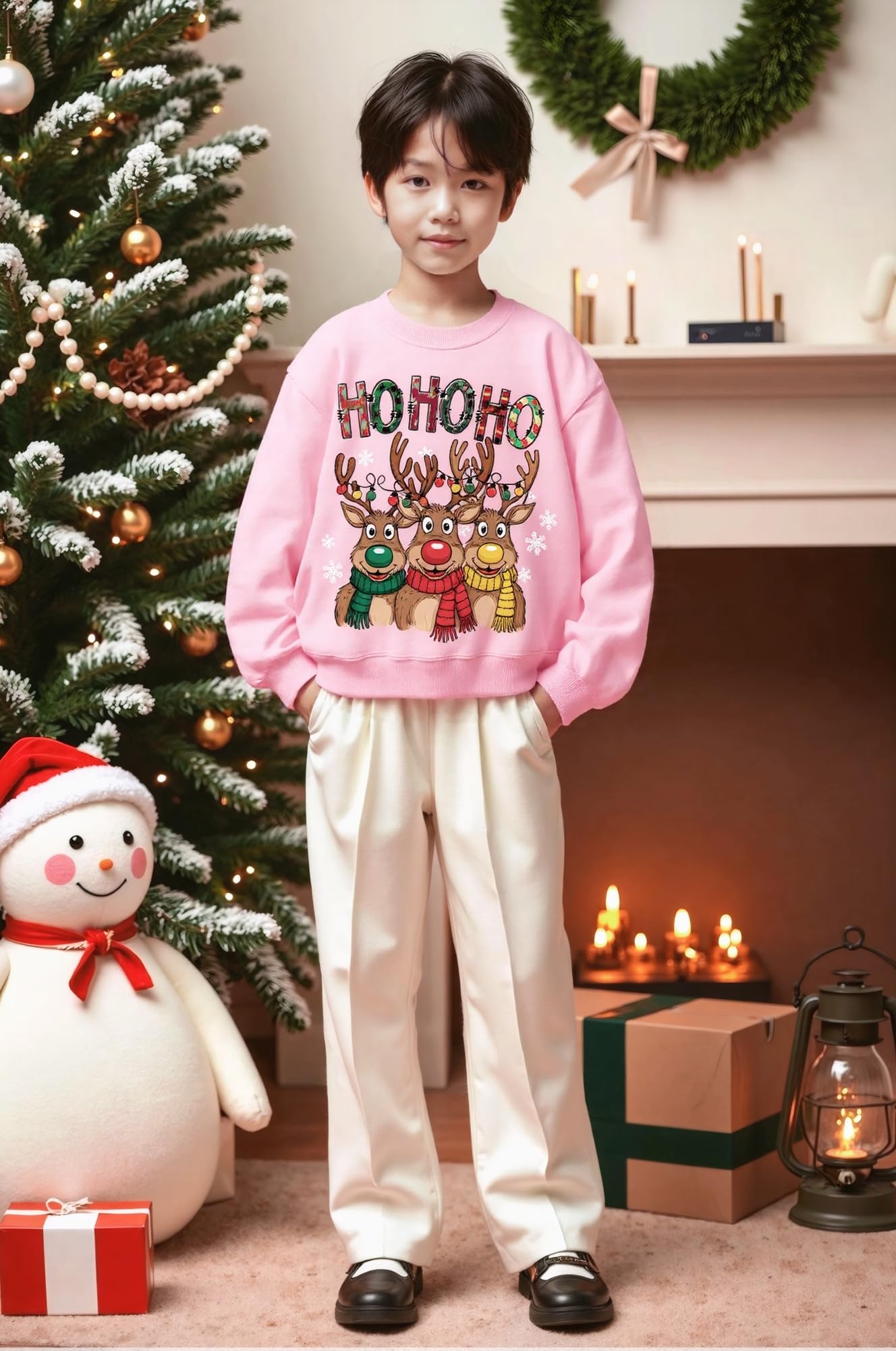 Christmas Boys Girls Jumpers Santa Claus Reindeer Snowman Snowflake
