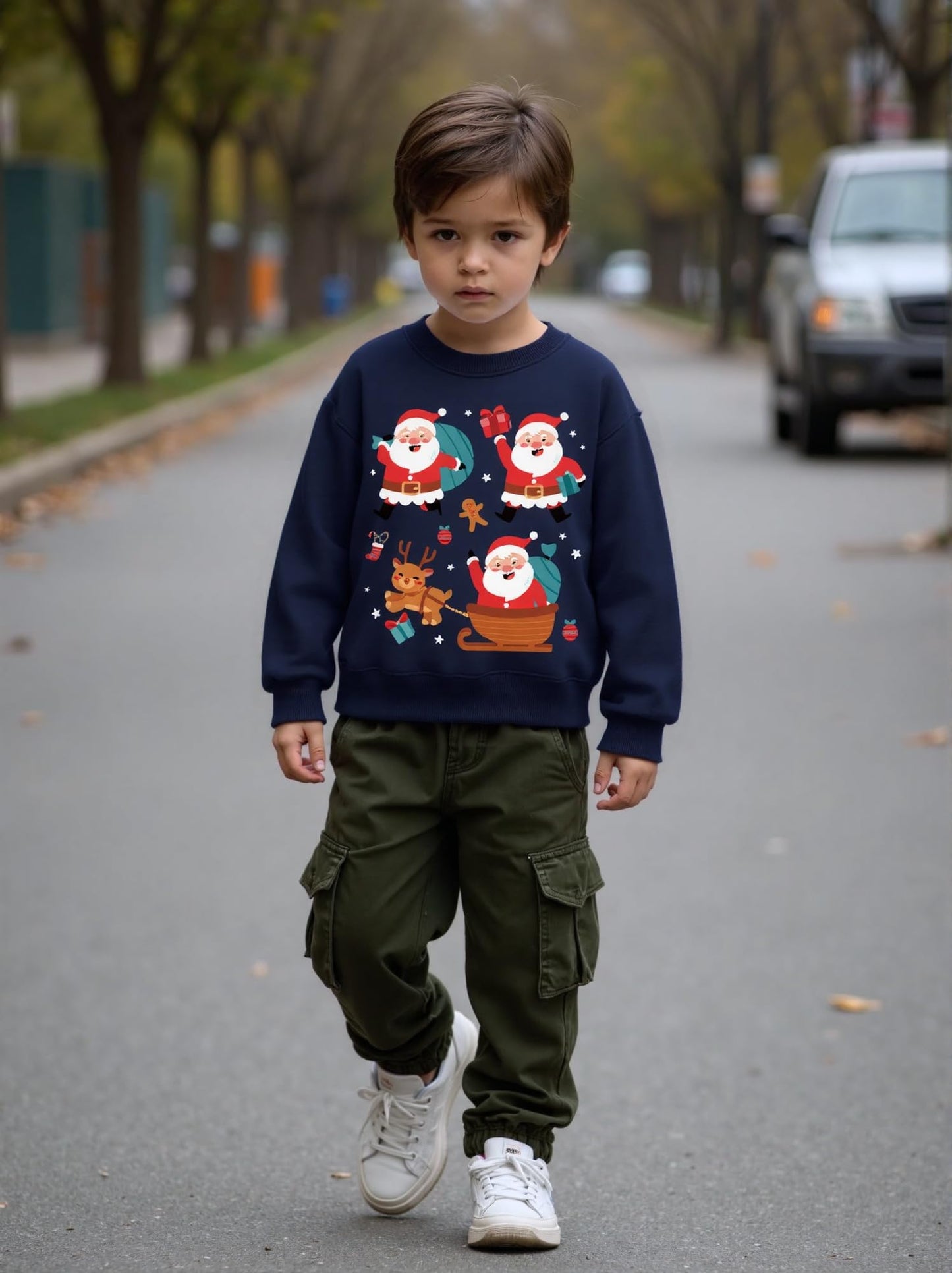 Christmas Boys Girls Jumpers Santa Claus Reindeer Snowman Snowflake