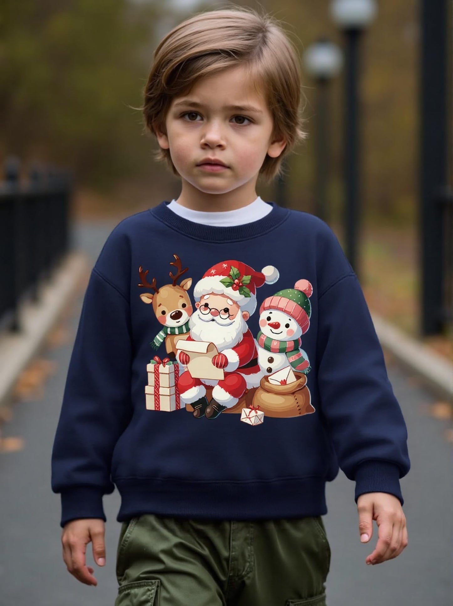 Christmas Boys Girls Jumpers Santa Claus Reindeer Snowman Snowflake