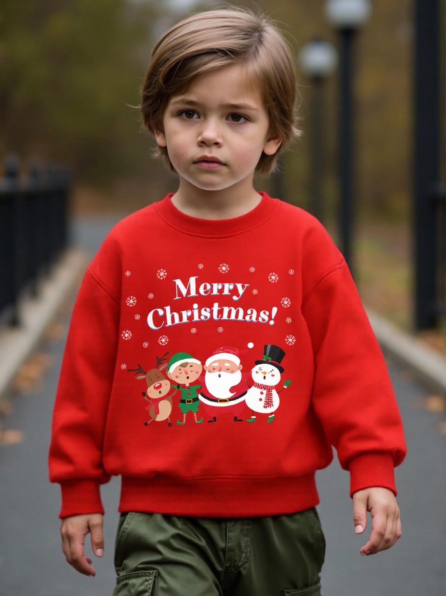Christmas Boys Girls Jumpers Santa Claus Reindeer Snowman Snowflake