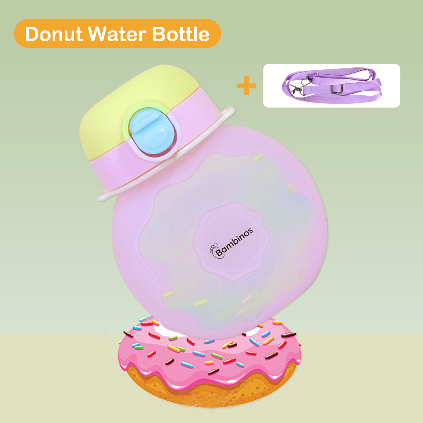 Bambinos Kids Donut Water Bottle Silicone Collapsible BPA-FREE