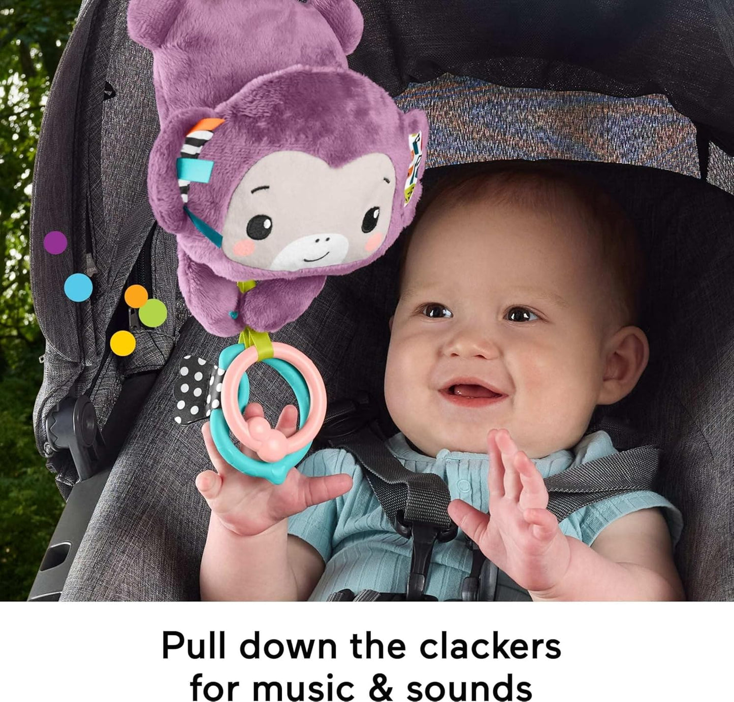 Fisher Price Sing & Go Purple Monkey - Baby Stroller Toy