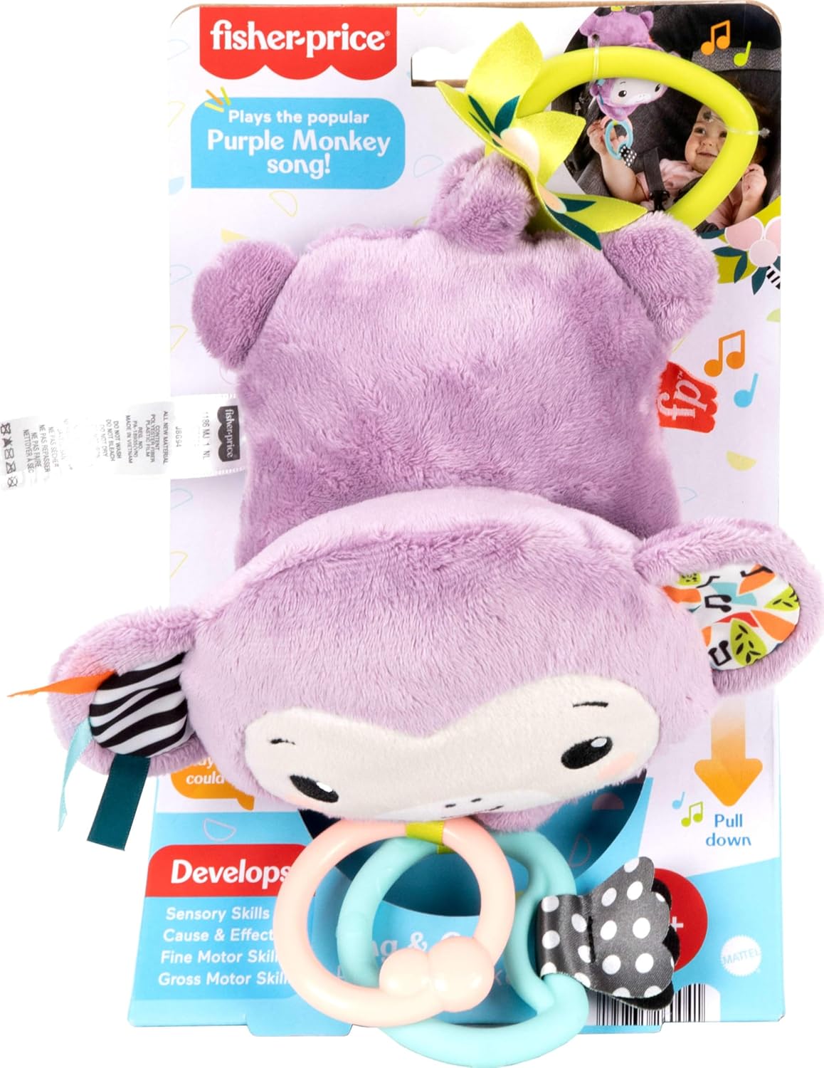 Fisher Price Sing & Go Purple Monkey - Baby Stroller Toy