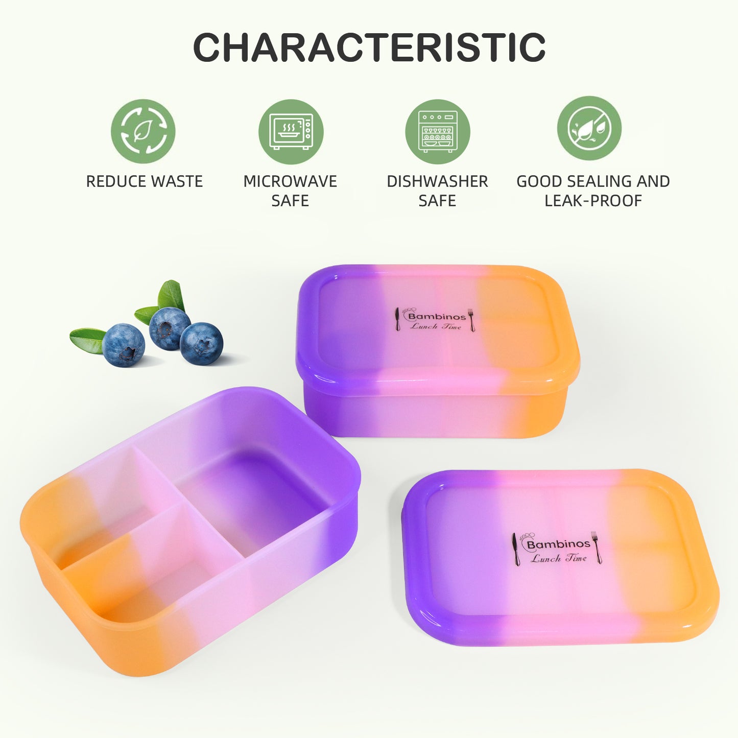 Bambinos Silicone container for Kitchen and Kids needs Bento Box Food Storage
