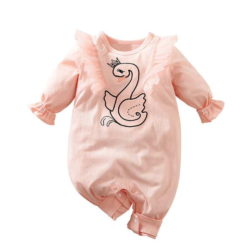 Pink princess Romper with a duck