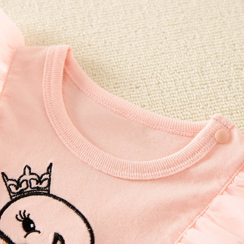 Pink princess Romper with a duck