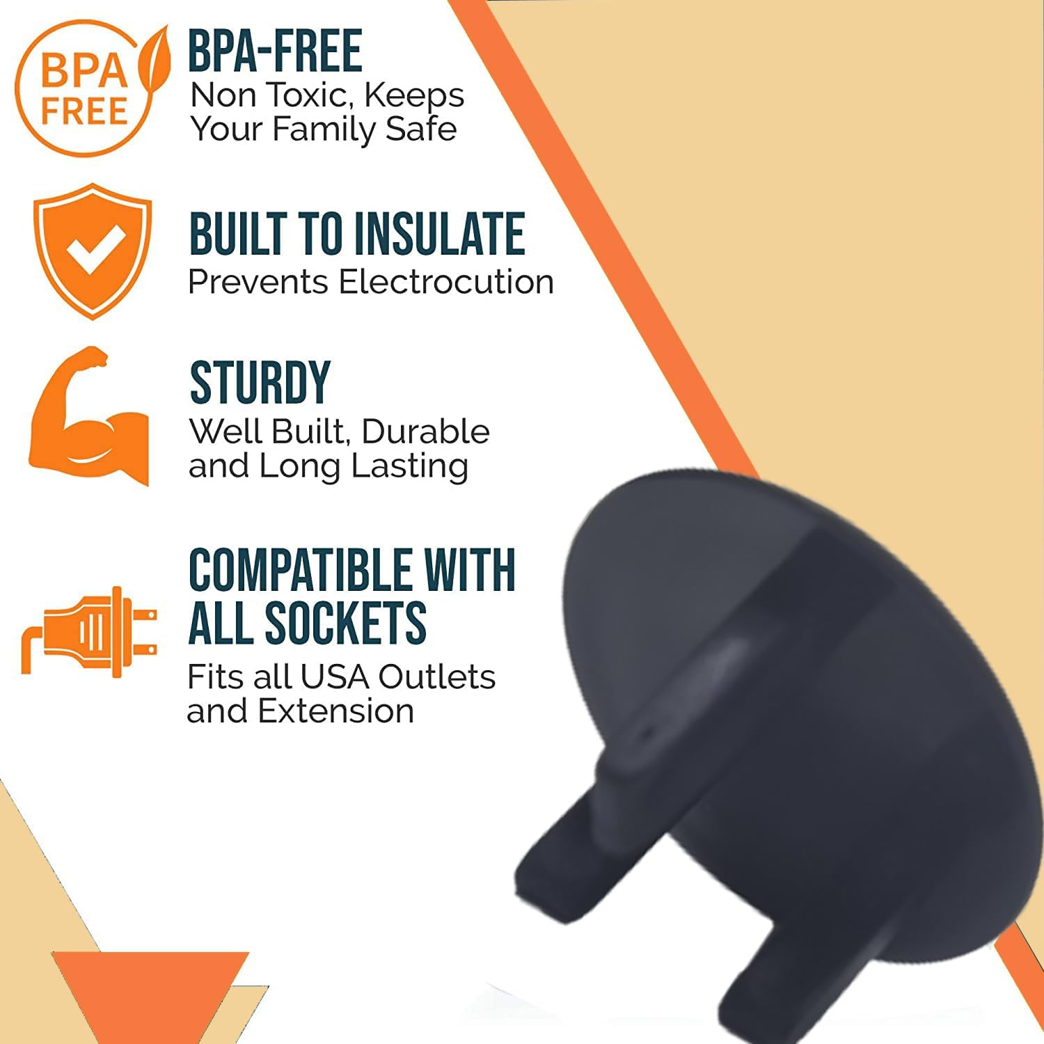 UK plug socket safety cover black ABS material close-up