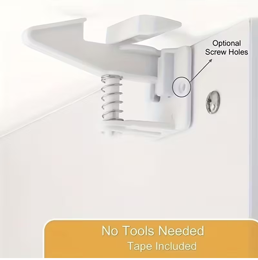Heavy Duty 10 Pack No-Drill Adhesive Cabinet Locks – Safety Latches for Baby-Proofing Drawers & Cabinets