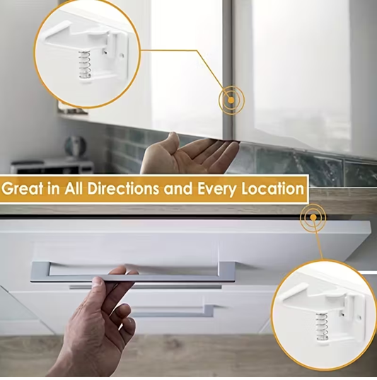 Heavy Duty 10 Pack No-Drill Adhesive Cabinet Locks – Safety Latches for Baby-Proofing Drawers & Cabinets
