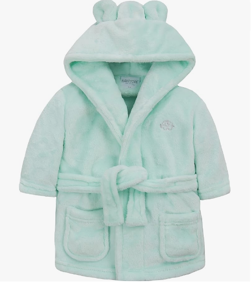 Baby Dressing Gown Unisex Soft Plush Fleece Hooded Teddy Ears 0-24 Month