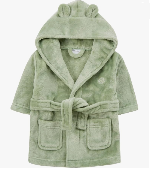 Baby Dressing Gown Unisex Soft Plush Fleece Hooded Teddy Ears 0-24 Month