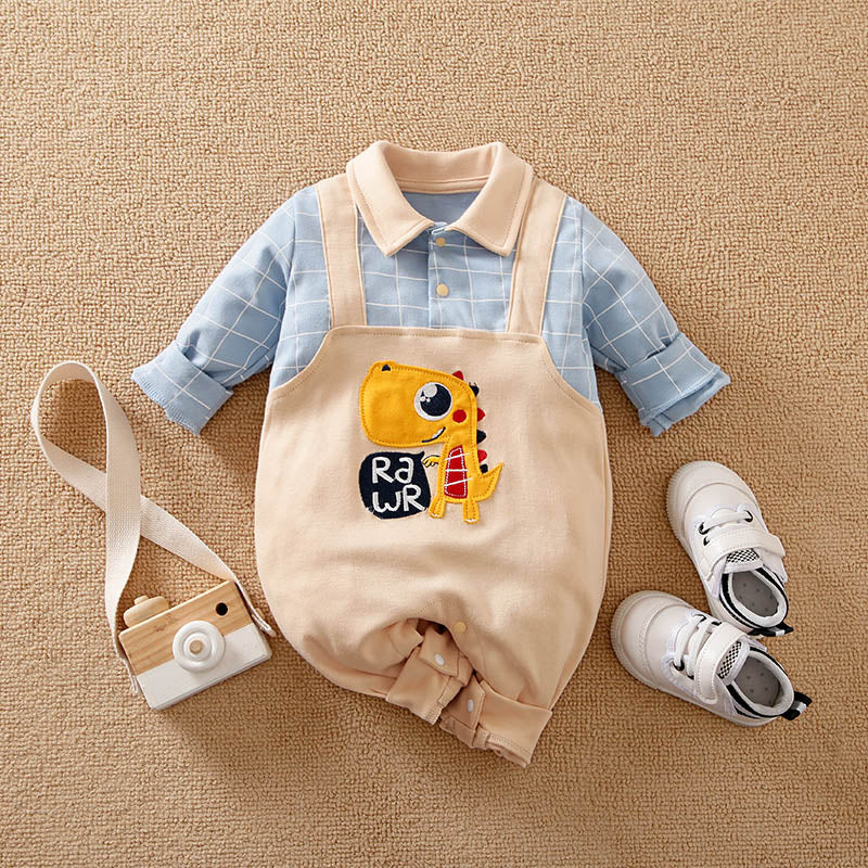 Cute Rawr Dinosaur Blue or Yellow  Romper