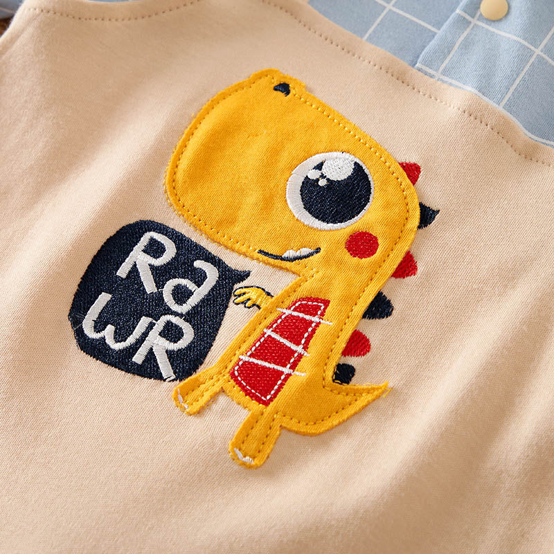 Cute Rawr Dinosaur Blue or Yellow  Romper