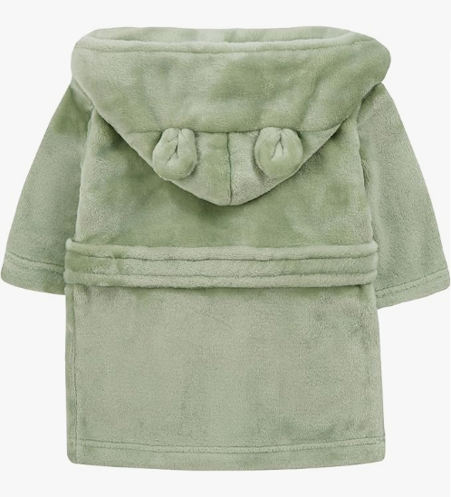 Baby Dressing Gown Unisex Soft Plush Fleece Hooded Teddy Ears 0-24 Month