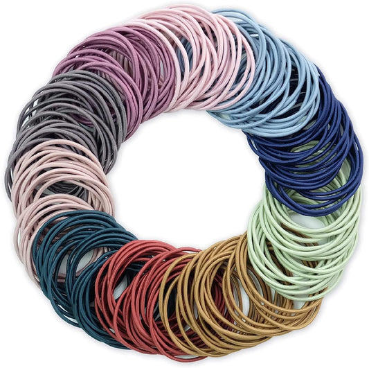 200 PCS Elastic Hair Bands - Multicolor - 2mm Thin