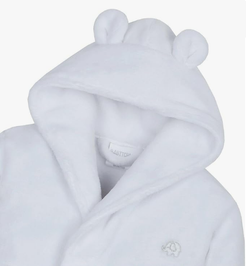Baby Dressing Gown Unisex Soft Plush Fleece Hooded Teddy Ears 0-24 Month