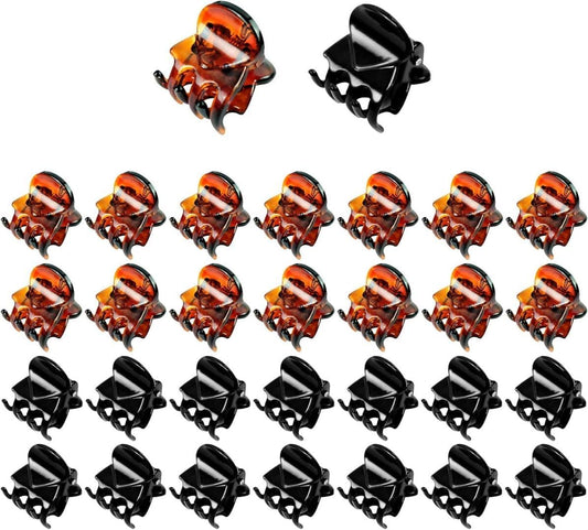 24 Pcs 30pcs Mini Hair Clips Black n Brown