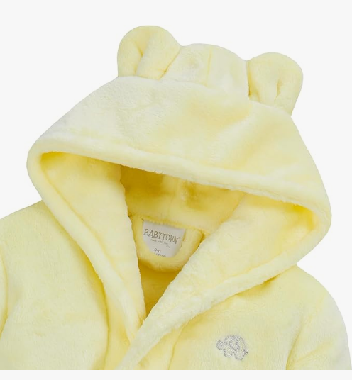 Baby Dressing Gown Unisex Soft Plush Fleece Hooded Teddy Ears 0-24 Month