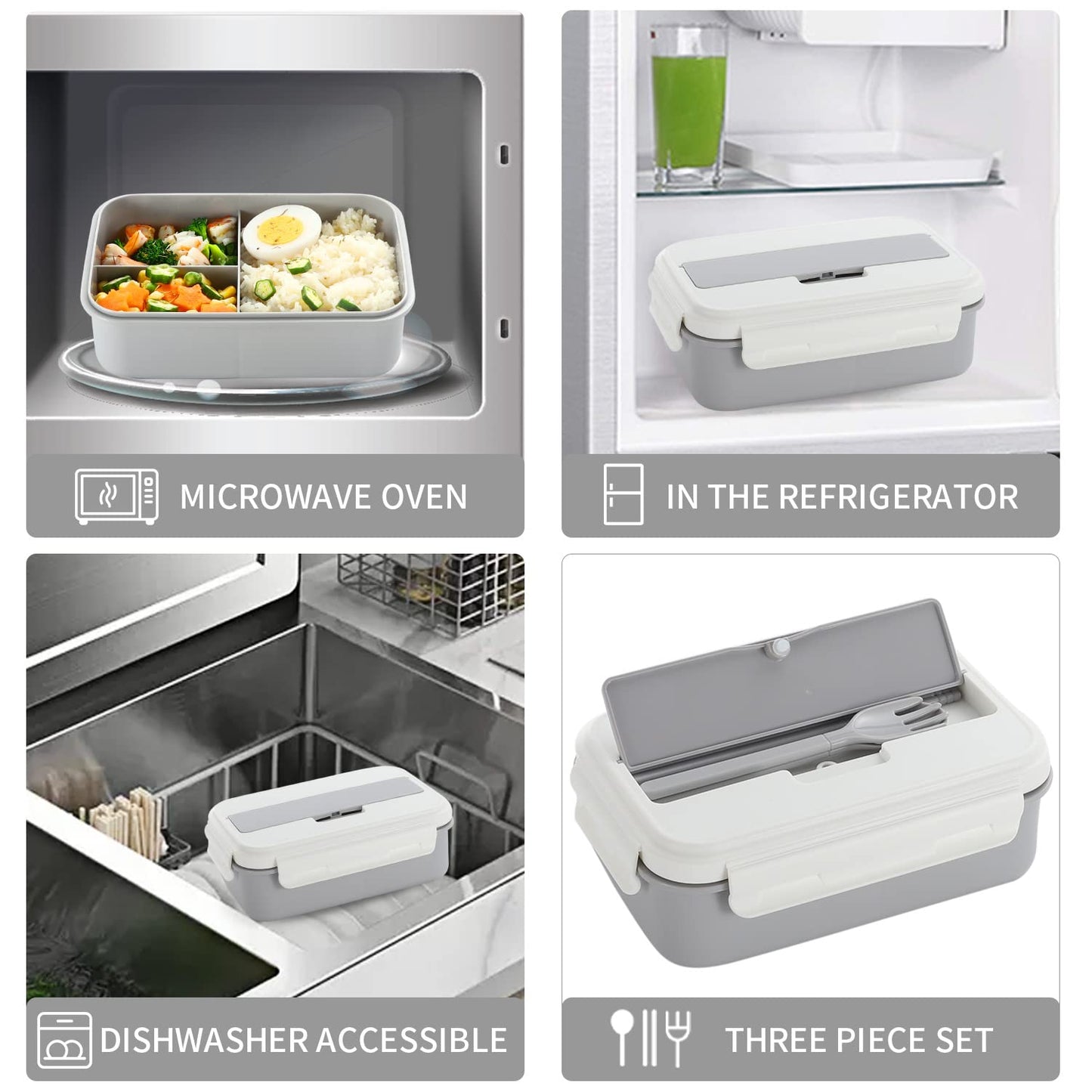 Adult meal prep using 3-section lunch box for work lunch