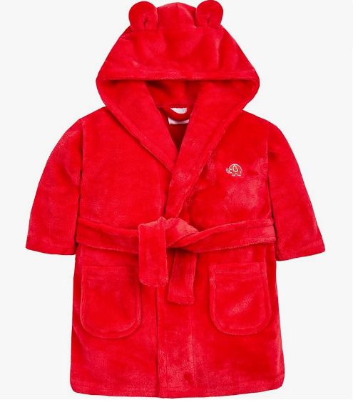 Baby Dressing Gown Unisex Soft Plush Fleece Hooded Teddy Ears 0-24 Month