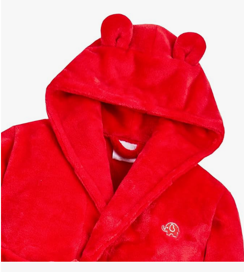 Baby Dressing Gown Unisex Soft Plush Fleece Hooded Teddy Ears 0-24 Month