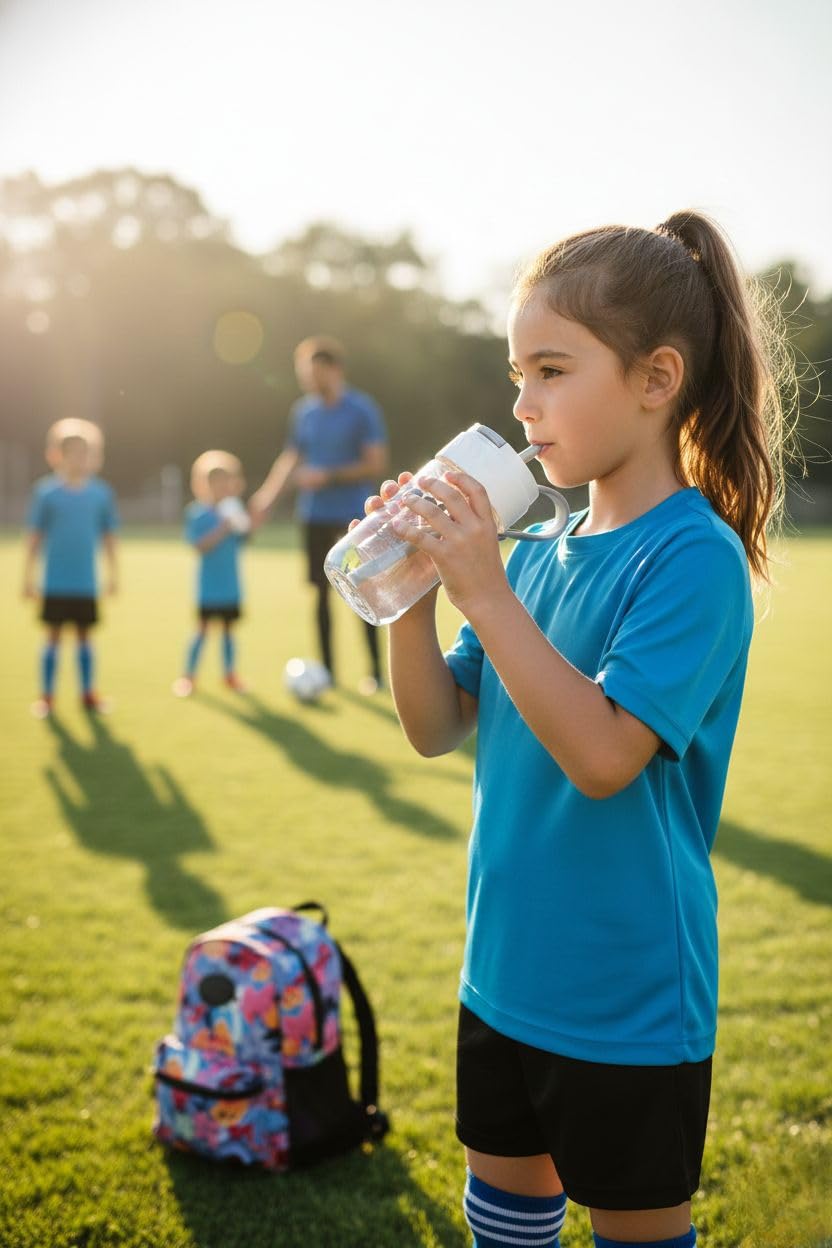 600ml Kids Water Bottle-BPA Free, Motivational Canteen With Time Marking, Leakproof Large Sport Drink Bottle