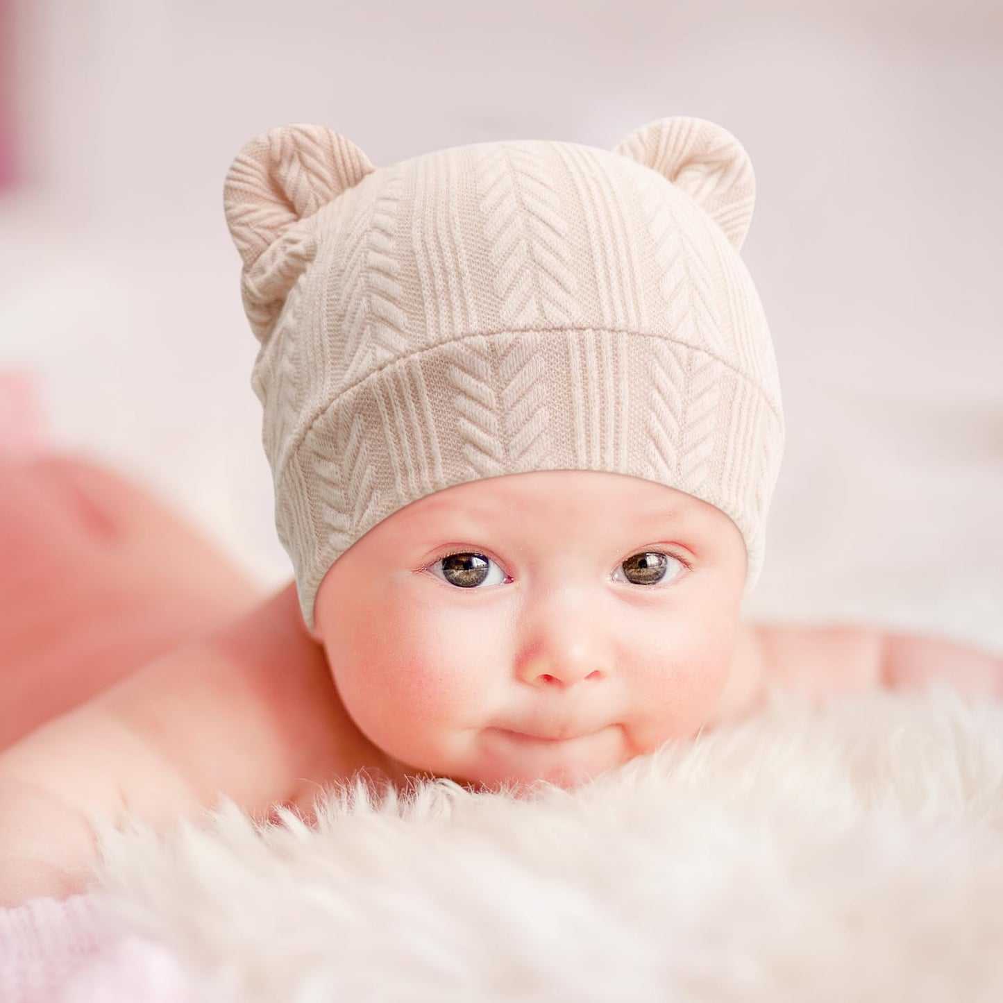 4 Set Baby Beanie Hat + Gloves (0-6 Months)
