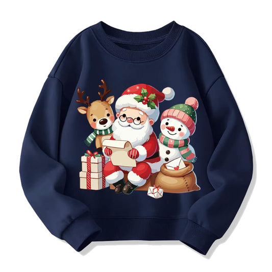 Christmas Boys Girls Jumpers  Santa Claus Reindeer Snowman Snowflake