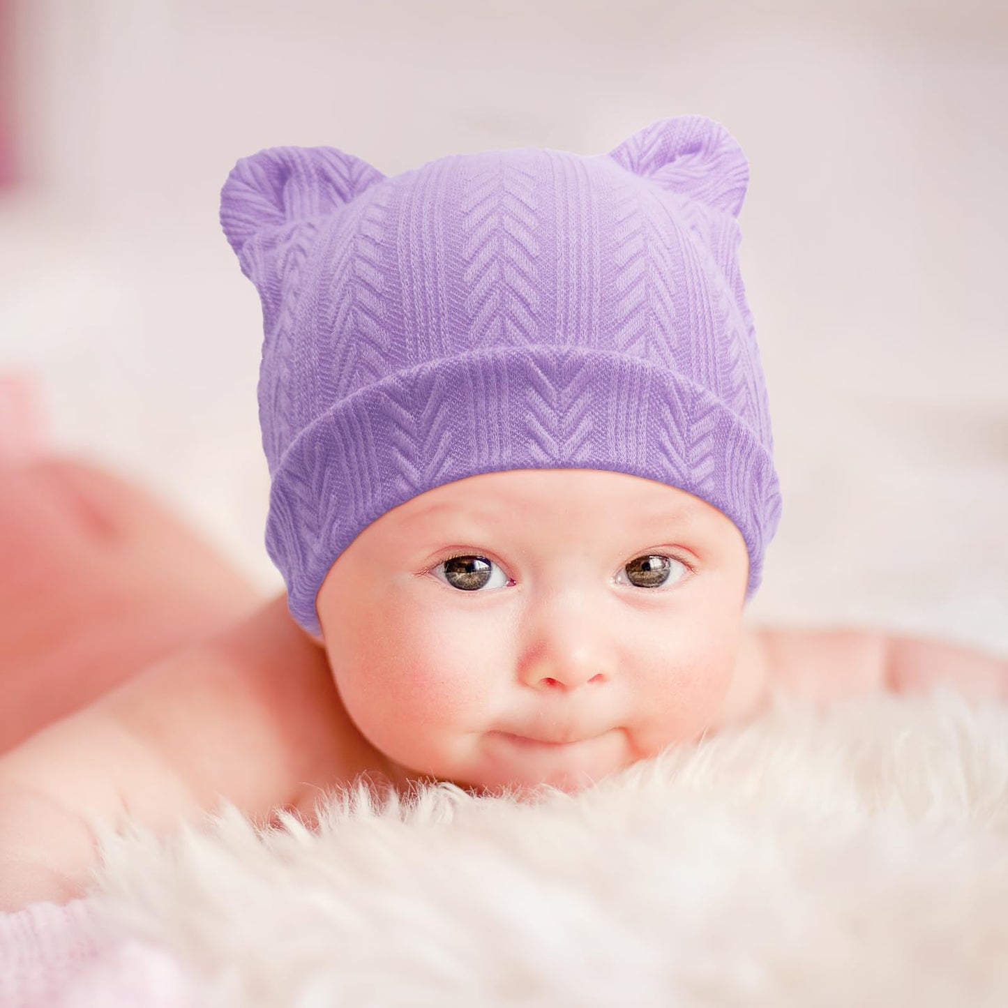 4 Set Baby Beanie Hat + Gloves (0-6 Months)