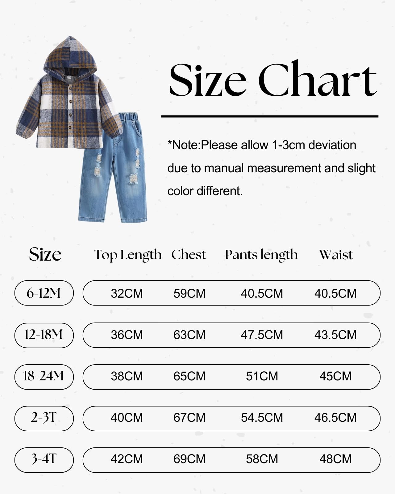 Boys Outfits Infant Long Sleeve Hoodies Plaid Tops Denim