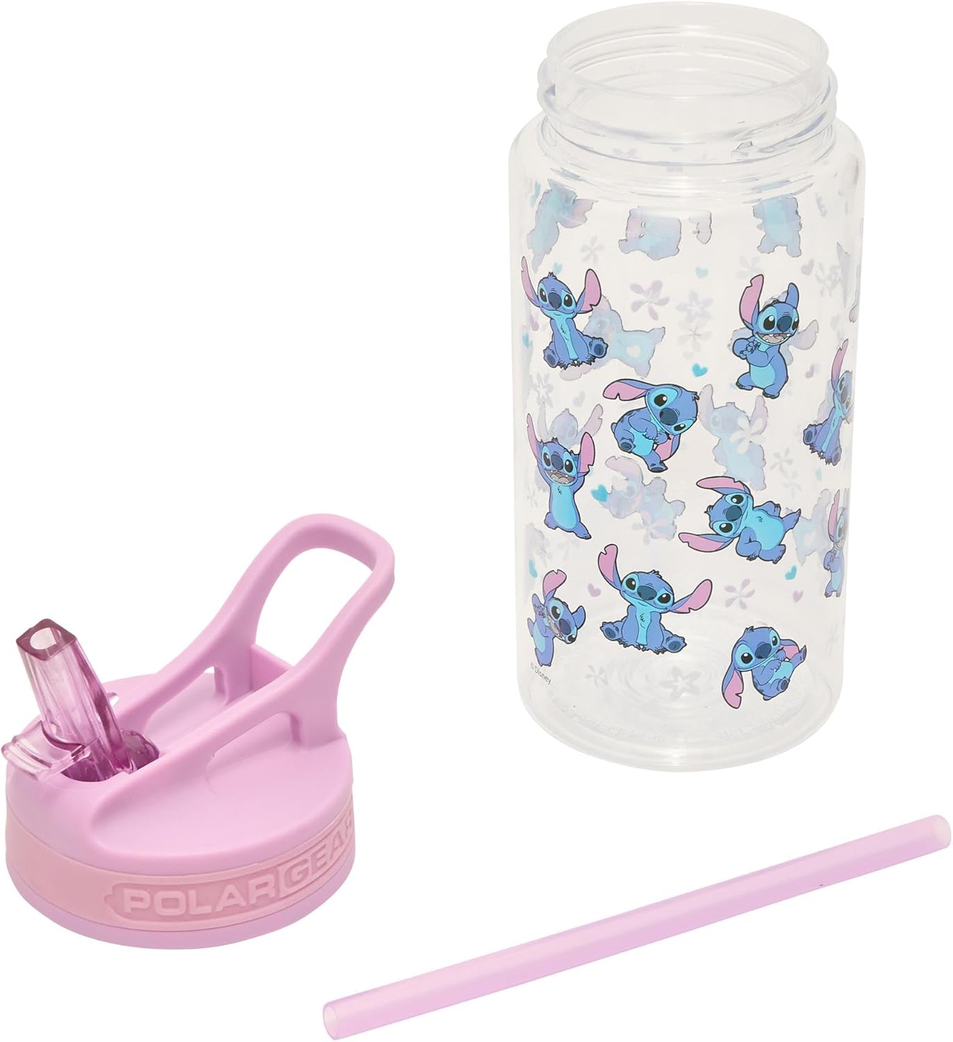 Disney Stitch Kids Water Bottles with Straw - 400ml BPA-Free Kids Drinks Bottle with Carry Handle - School Water Bottle with Removable Straw