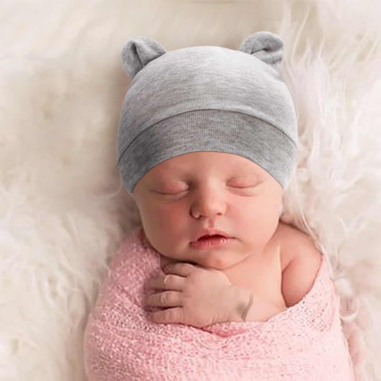 4 Set Baby Beanie Hat + Gloves (0-6 Months)