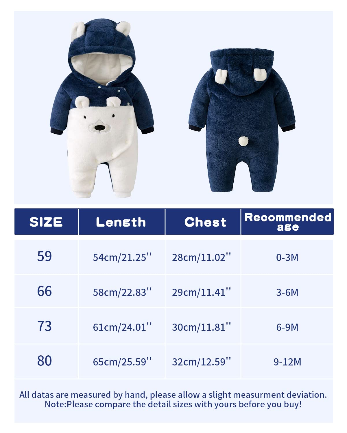 ❄️ Baby Snowsuit Fleece Romper – Warm Winter One-Piece for Babies