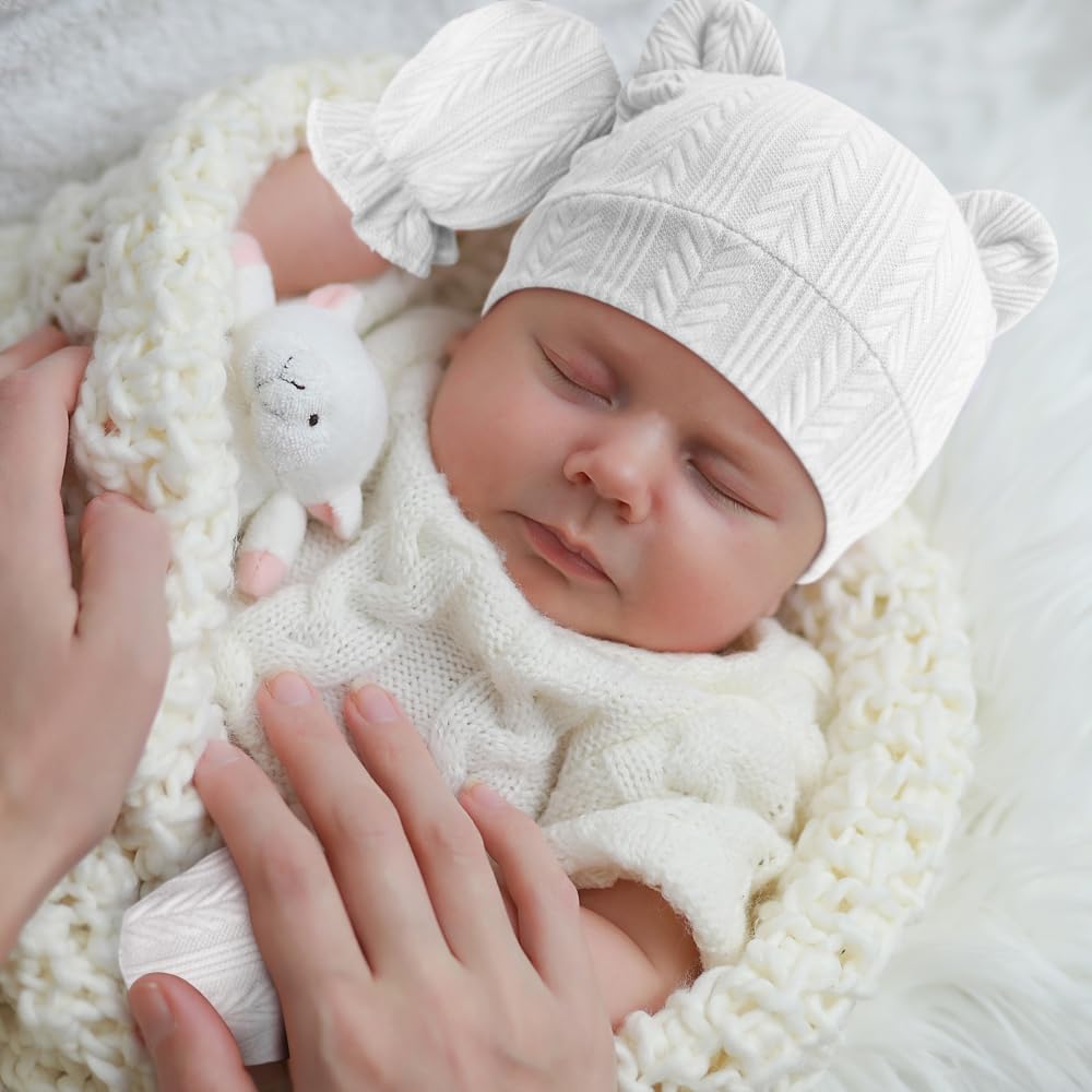 4 Set Baby Beanie Hat + Gloves (0-6 Months)