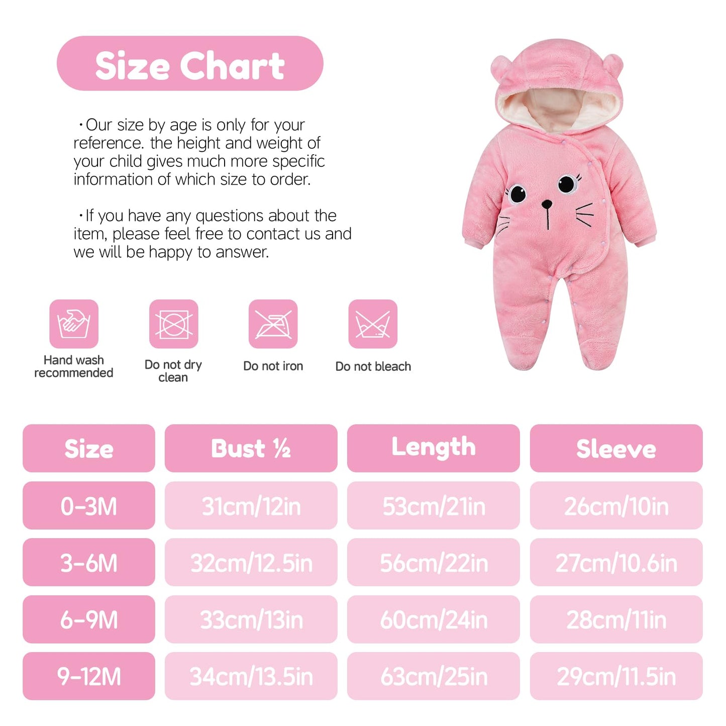 ❄️ Baby Snowsuit Fleece Romper – Warm Winter One-Piece for Babies