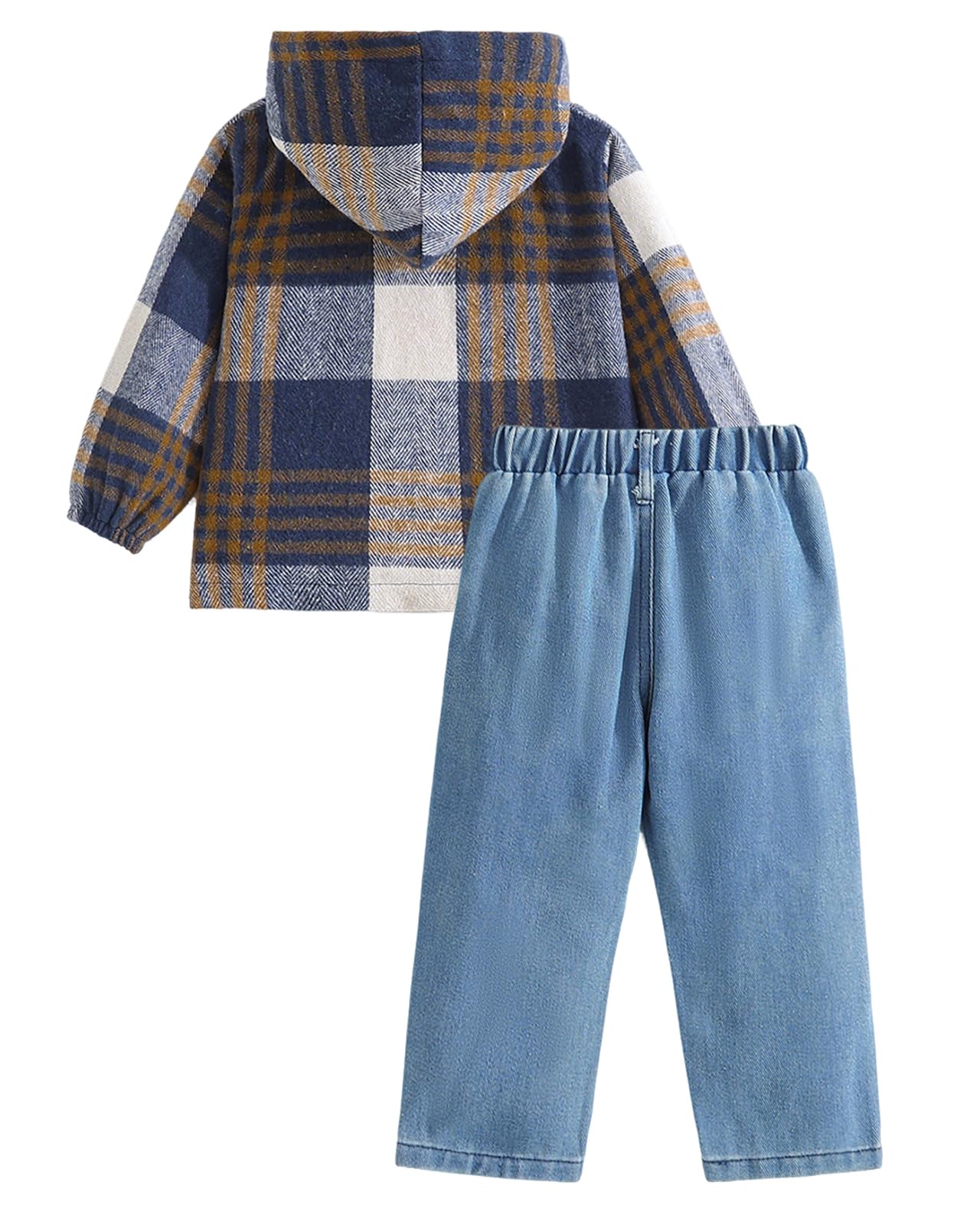 Boys Outfits Infant Long Sleeve Hoodies Plaid Tops Denim